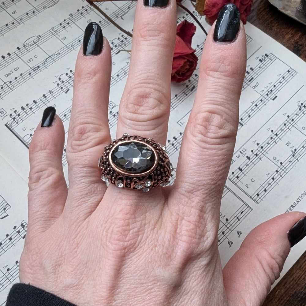 Vintage Copper and Silver Statement Ring Size 10